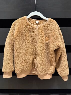Hux Size 5 Plush Brown Teddy Zip-Up Jacket in Camel